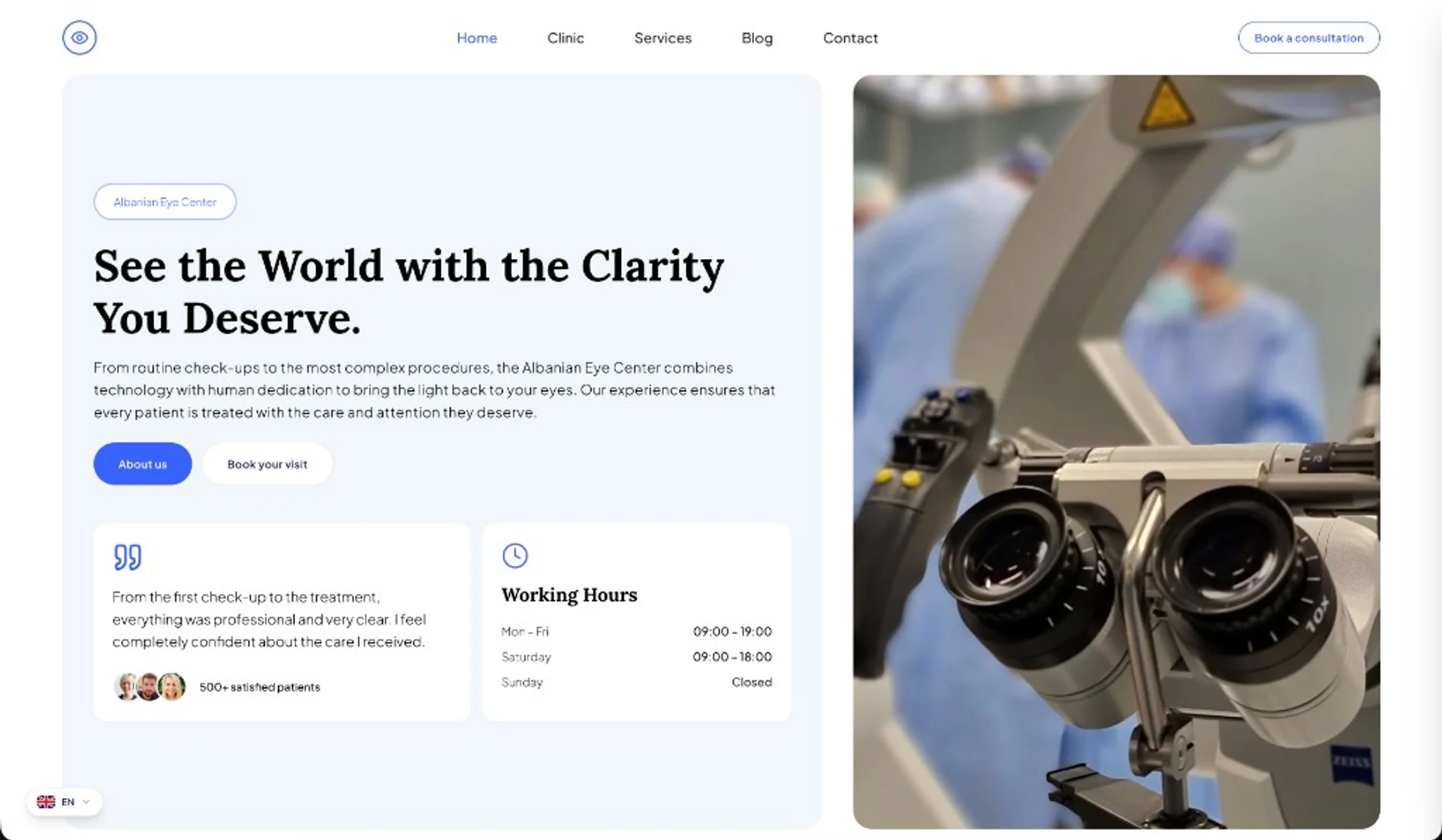 QSHS Albanian Eye Center website preview