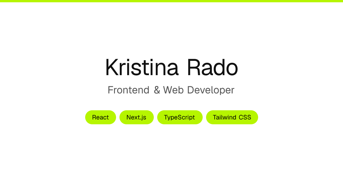 Kristina Rado — Frontend Developer | React, Next.js & TypeScript